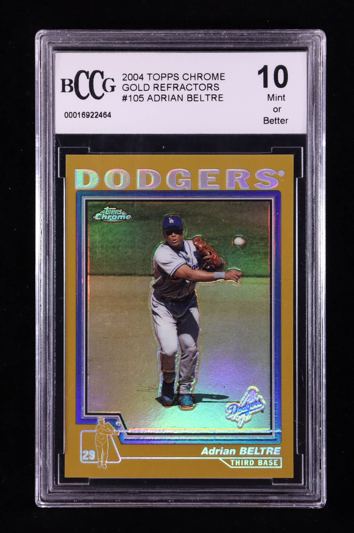 Adrian Beltre 2004 Topps Chrome Gold Refractors #105 (BCCG 10) at PristineAuction.com Adrian Beltre 2004 Topps Chrome Gold Refractors #105 (BCCG 10) at PristineAuction.com