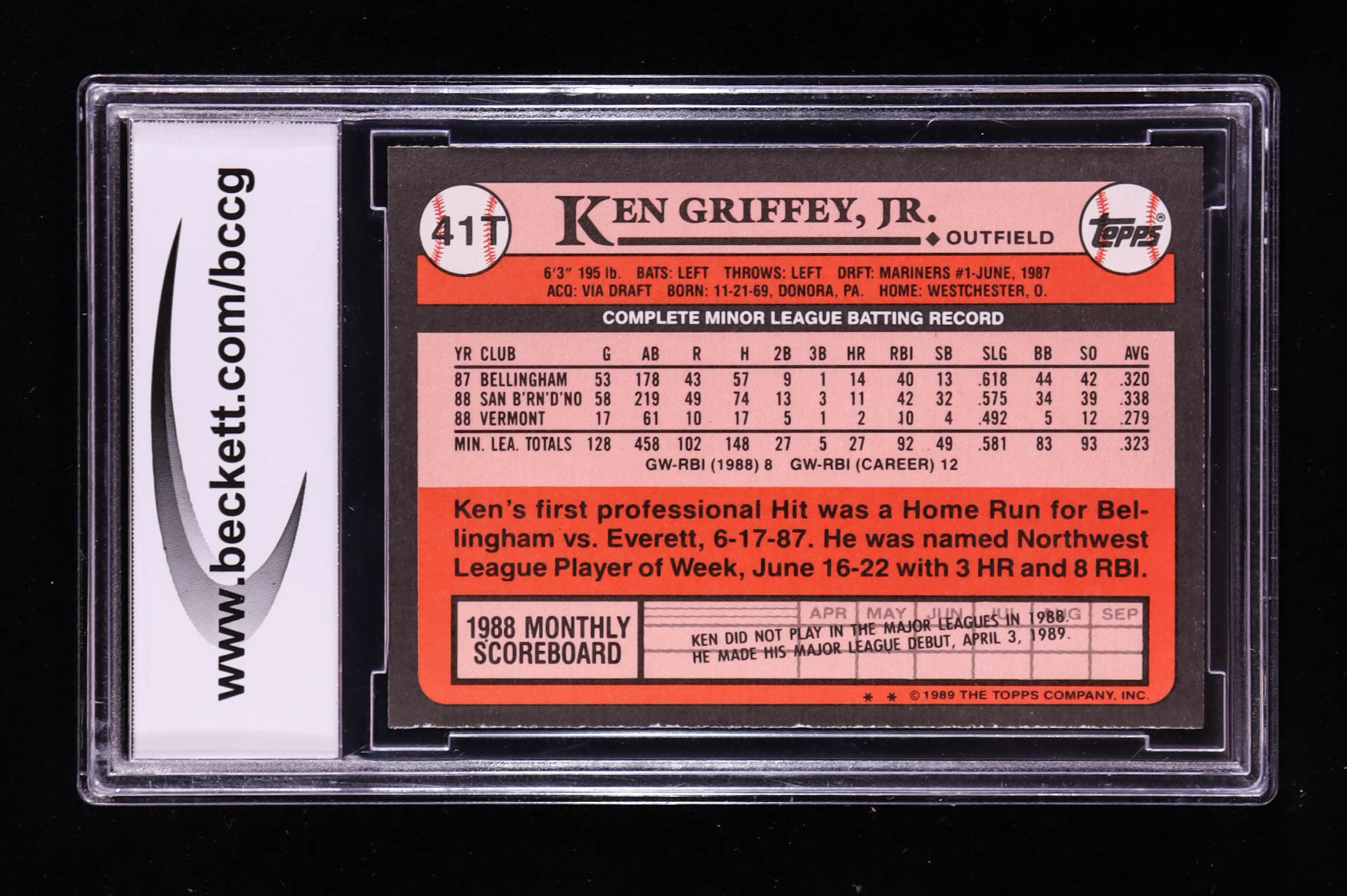 Ken Griffey Jr. 1989 Topps Traded #41T RC (BCCG 10) at PristineAuction.com Ken Griffey Jr. 1989 Topps Traded #41T RC (BCCG 10) at PristineAuction.com