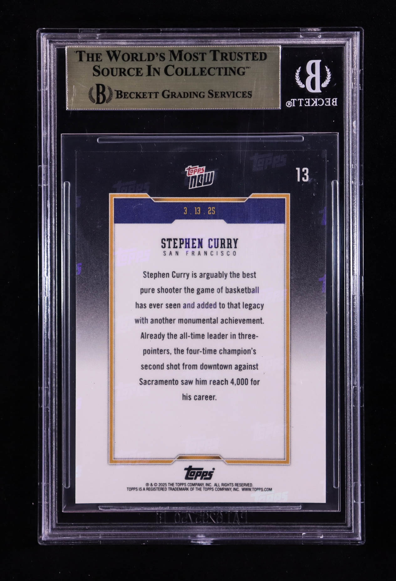 Stephen Curry 2024-25 Topps Now #13 /74335 (BGS 9.5) at PristineAuction.com Stephen Curry 2024-25 Topps Now #13 /74335 (BGS 9.5) at PristineAuction.com