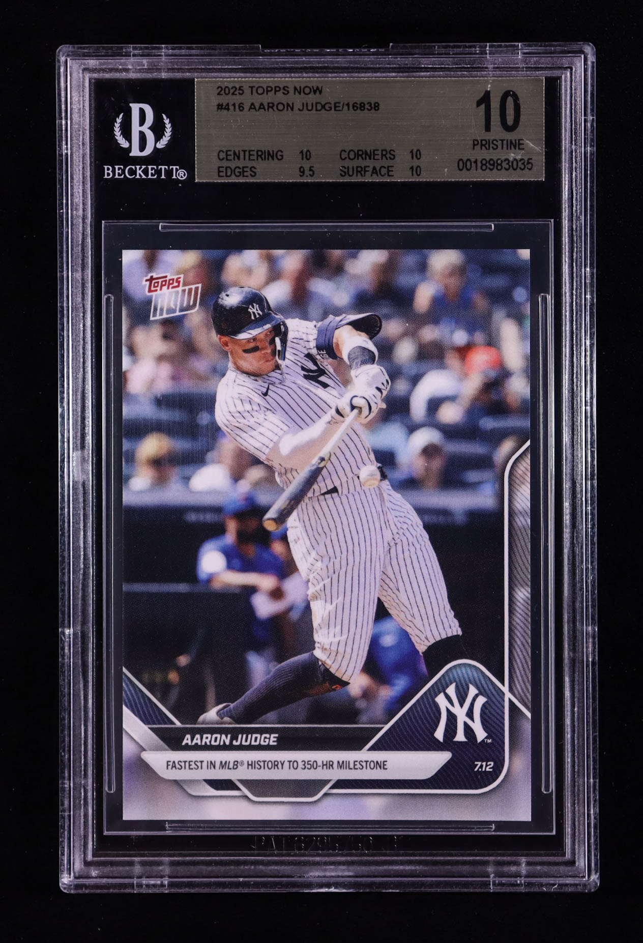 Aaron Judge 2025 Topps Now #416 /16838 (BGS 10) at PristineAuction.com Aaron Judge 2025 Topps Now #416 /16838 (BGS 10) at PristineAuction.com