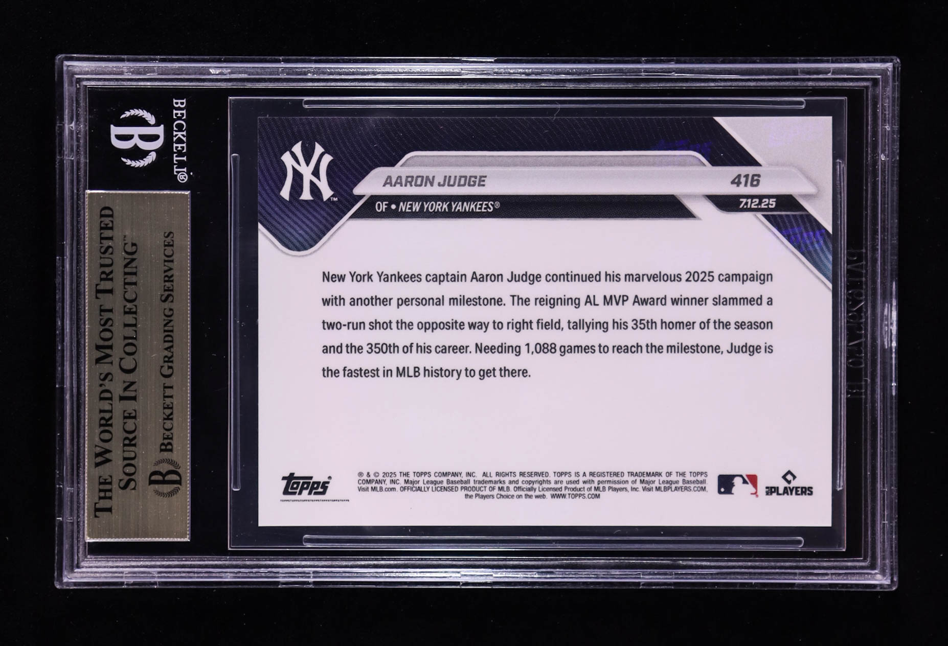 Aaron Judge 2025 Topps Now #416 /16838 (BGS 10) at PristineAuction.com Aaron Judge 2025 Topps Now #416 /16838 (BGS 10) at PristineAuction.com