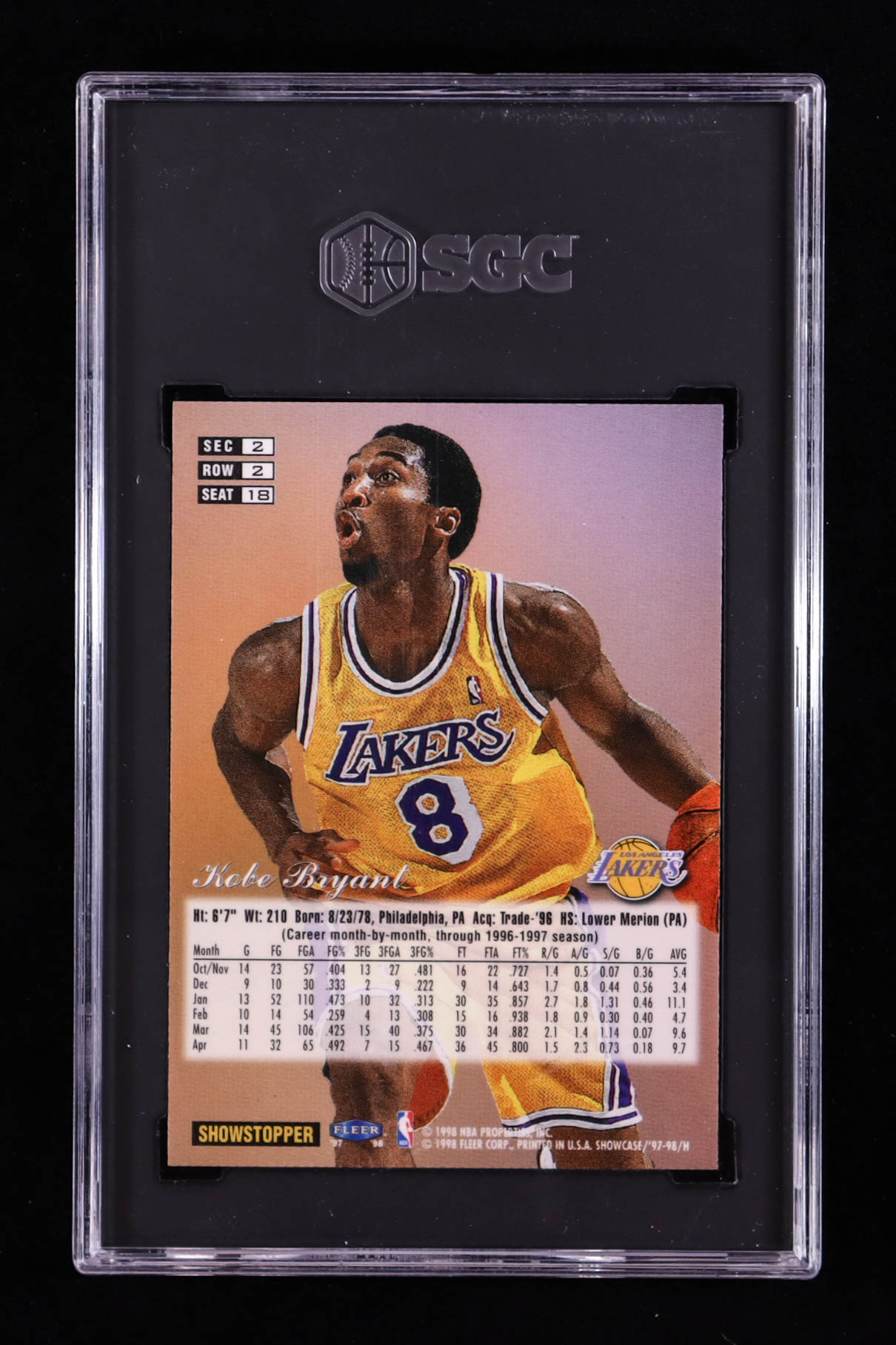 Kobe Bryant 1997-98 Flair Showcase Row 2 #18 (SGC 7) at PristineAuction.com Kobe Bryant 1997-98 Flair Showcase Row 2 #18 (SGC 7) at PristineAuction.com