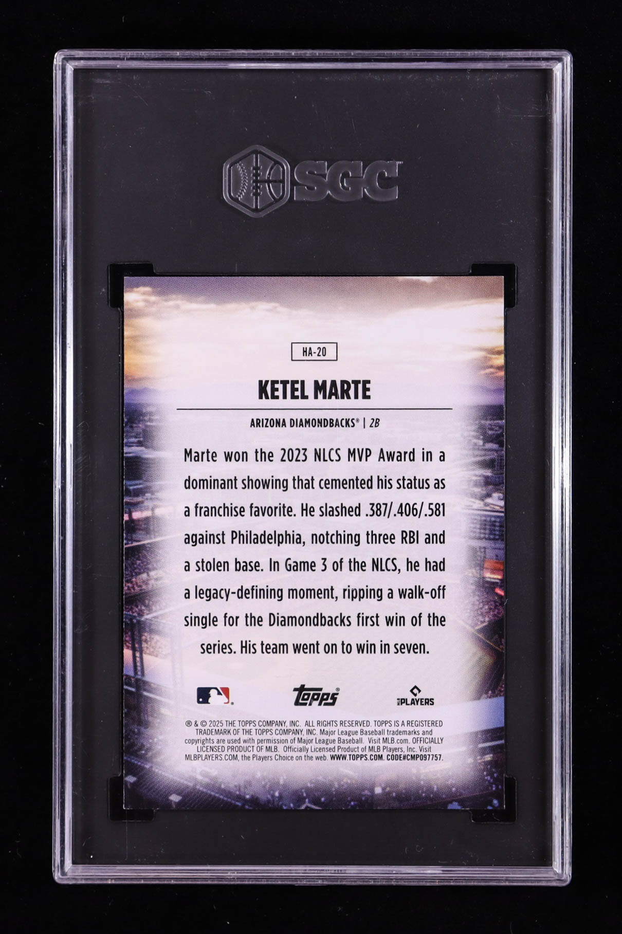 Ketel Marte 2025 Topps Home Field Advantage #HA20 (SGC 9.5) at PristineAuction.com Ketel Marte 2025 Topps Home Field Advantage #HA20 (SGC 9.5) at PristineAuction.com