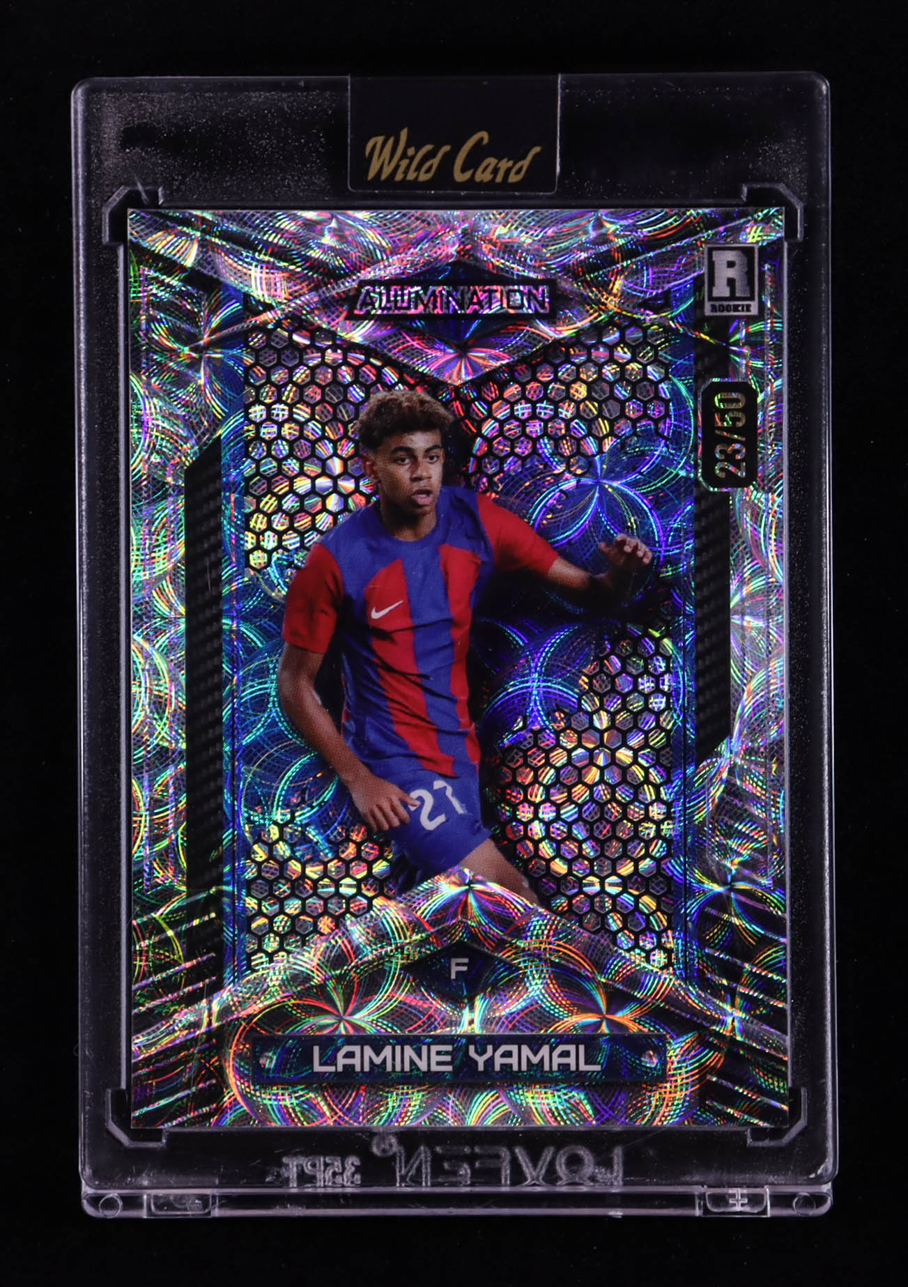 Lamine Yamal 2024 Wild Card Alumination Blue Kaleidoscope #ABCLY13 #23/50 RC at PristineAuction.com Lamine Yamal 2024 Wild Card Alumination Blue Kaleidoscope #ABCLY13 #23/50 RC at PristineAuction.com