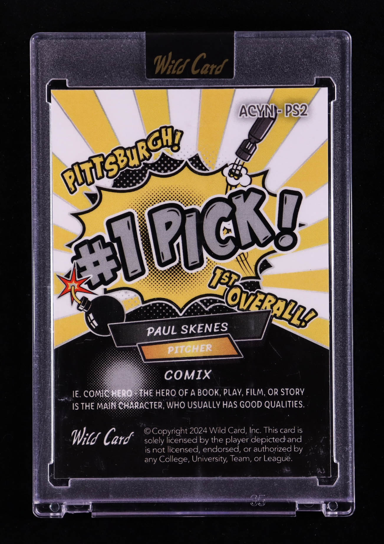 Paul Skenes 2024 Wild Card Alumination Comix #1 Pick Yellow Rainbow Foil #ACYNPS2 #17/25 RC at PristineAuction.com Paul Skenes 2024 Wild Card Alumination Comix #1 Pick Yellow Rainbow Foil #ACYNPS2 #17/25 RC at PristineAuction.com