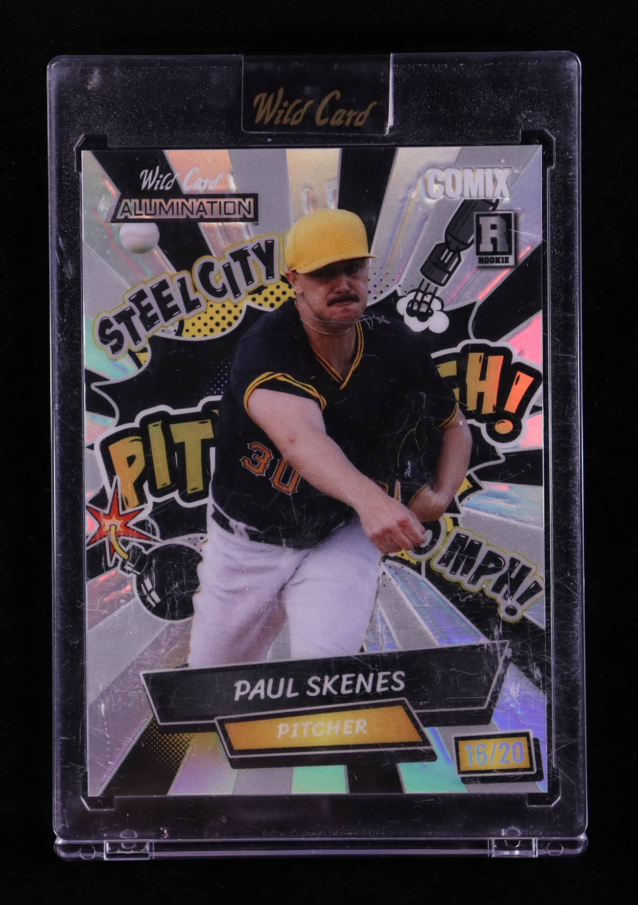 Paul Skenes 2024 Wild Card Alumination Comix Pittsburgh BWG Rainbow Foil #ACBPPS1 #16/20 RC at PristineAuction.com Paul Skenes 2024 Wild Card Alumination Comix Pittsburgh BWG Rainbow Foil #ACBPPS1 #16/20 RC at PristineAuction.com