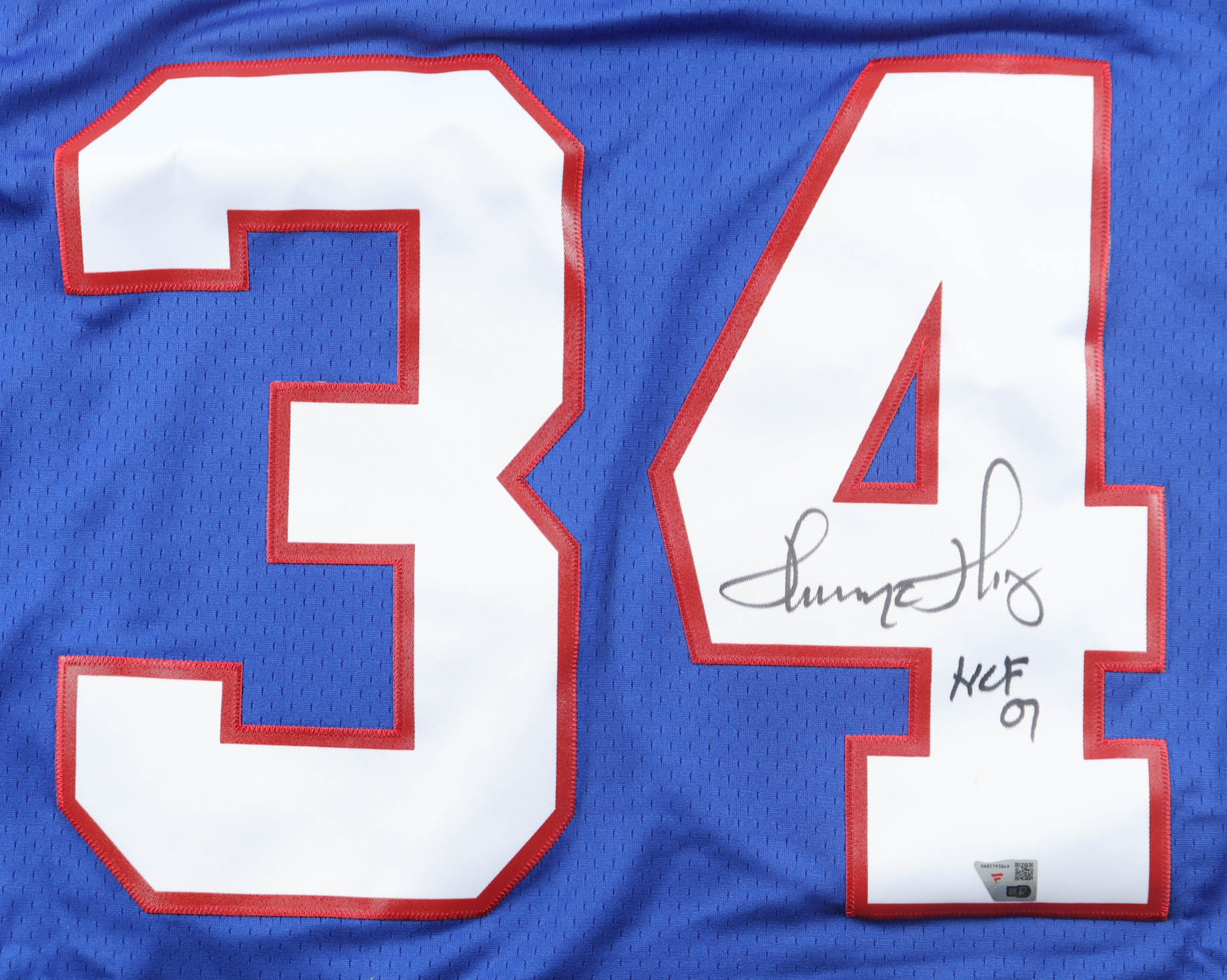 Thurman Thomas Signed Bills Mitchell & Ness Authentic Jersey Inscribed "HOF 07" (Fanatics) at PristineAuction.com Thurman Thomas Signed Bills Mitchell & Ness Authentic Jersey Inscribed "HOF 07" (Fanatics) at PristineAuction.com