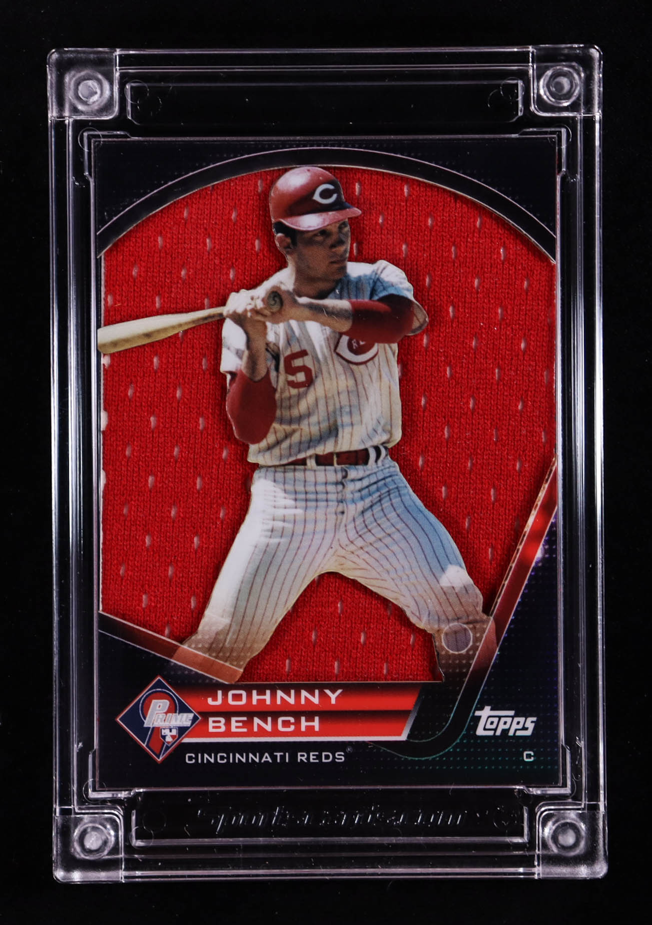 Johnny Bench 2023-24 Jersey Fusion ProFusion 1970s Practice Jersey Swatch #JB70 #74/99 at PristineAuction.com Johnny Bench 2023-24 Jersey Fusion ProFusion 1970s Practice Jersey Swatch #JB70 #74/99 at PristineAuction.com