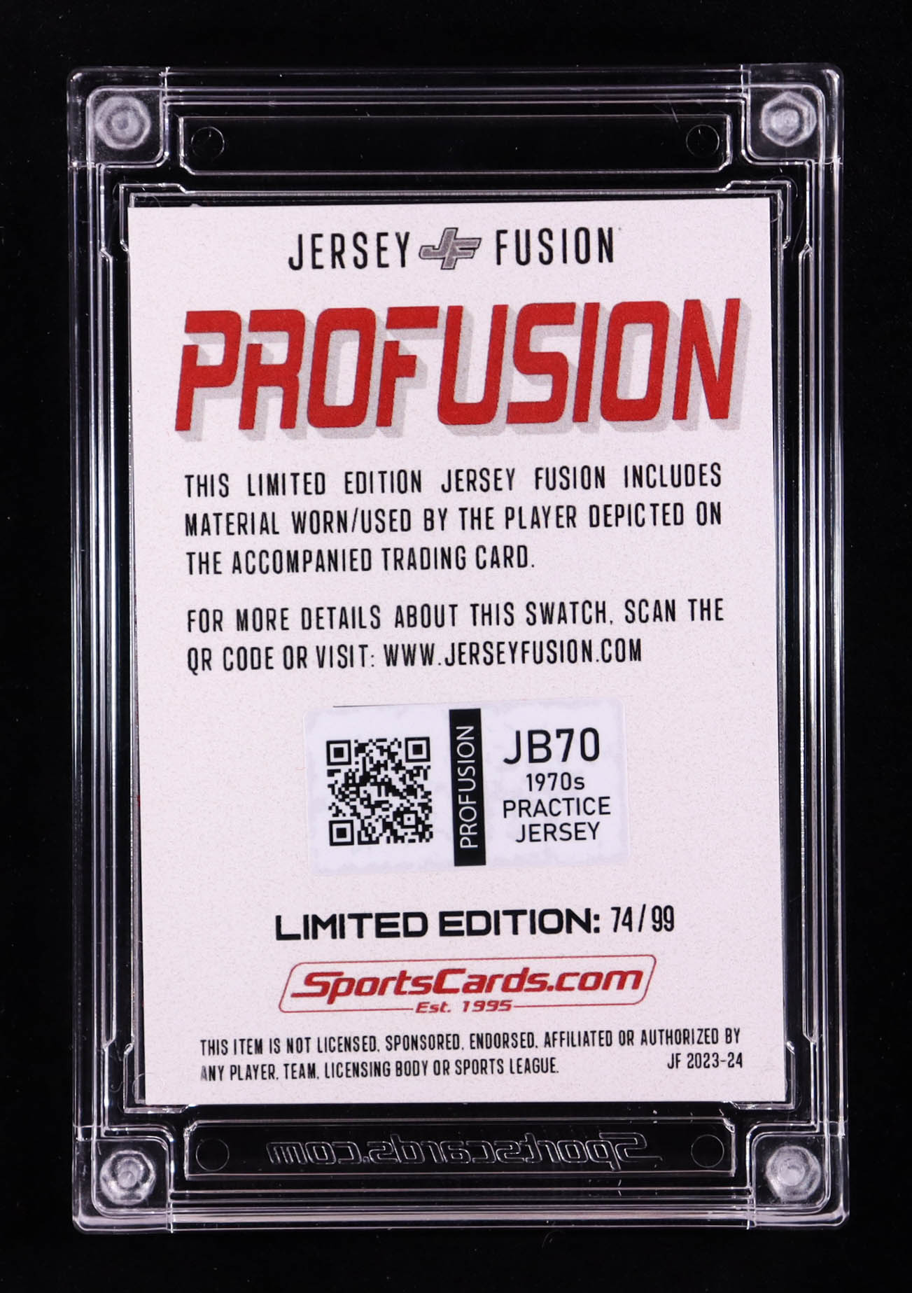 Johnny Bench 2023-24 Jersey Fusion ProFusion 1970s Practice Jersey Swatch #JB70 #74/99 at PristineAuction.com Johnny Bench 2023-24 Jersey Fusion ProFusion 1970s Practice Jersey Swatch #JB70 #74/99 at PristineAuction.com