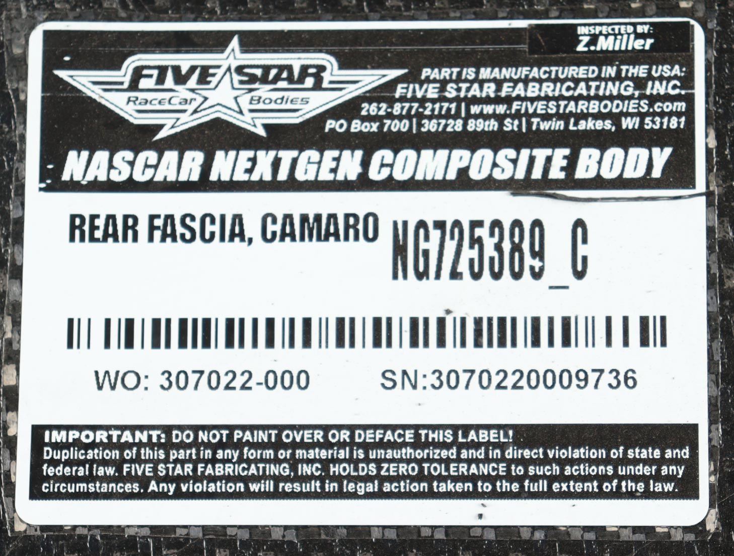 Chase Elliott Race-Used 2024 Phoenix Raceway 2 #9 NAPA Auto Parts Rear Bumper Car Piece (Hendrick Motorsports) at PristineAuction.com Chase Elliott Race-Used 2024 Phoenix Raceway 2 #9 NAPA Auto Parts Rear Bumper Car Piece (Hendrick Motorsports) at PristineAuction.com