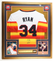 Nolan Ryan Signed Custom Framed Jersey Display Inscribed "K King" with HOF Plaque (PSA) at PristineAuction.com