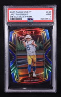 Justin Herbert 2020 Panini Select Club Level Die-Cut Blue Prizm #244 RC (PSA 9) at PristineAuction.com