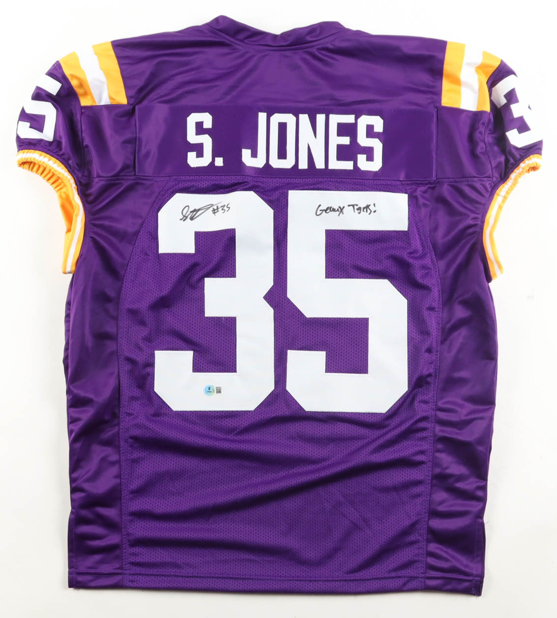 Sai'vion Jones Signed Jersey Inscribed "Geaux Tigers!" (Beckett) at PristineAuction.com Sai'vion Jones Signed Jersey Inscribed "Geaux Tigers!" (Beckett) at PristineAuction.com