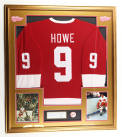 Gordie Howe Signed Custom Framed Cut Display Inscribed "Mr. Hockey" with Jersey & Vintage Lapel Pin (PSA) at PristineAuction.com