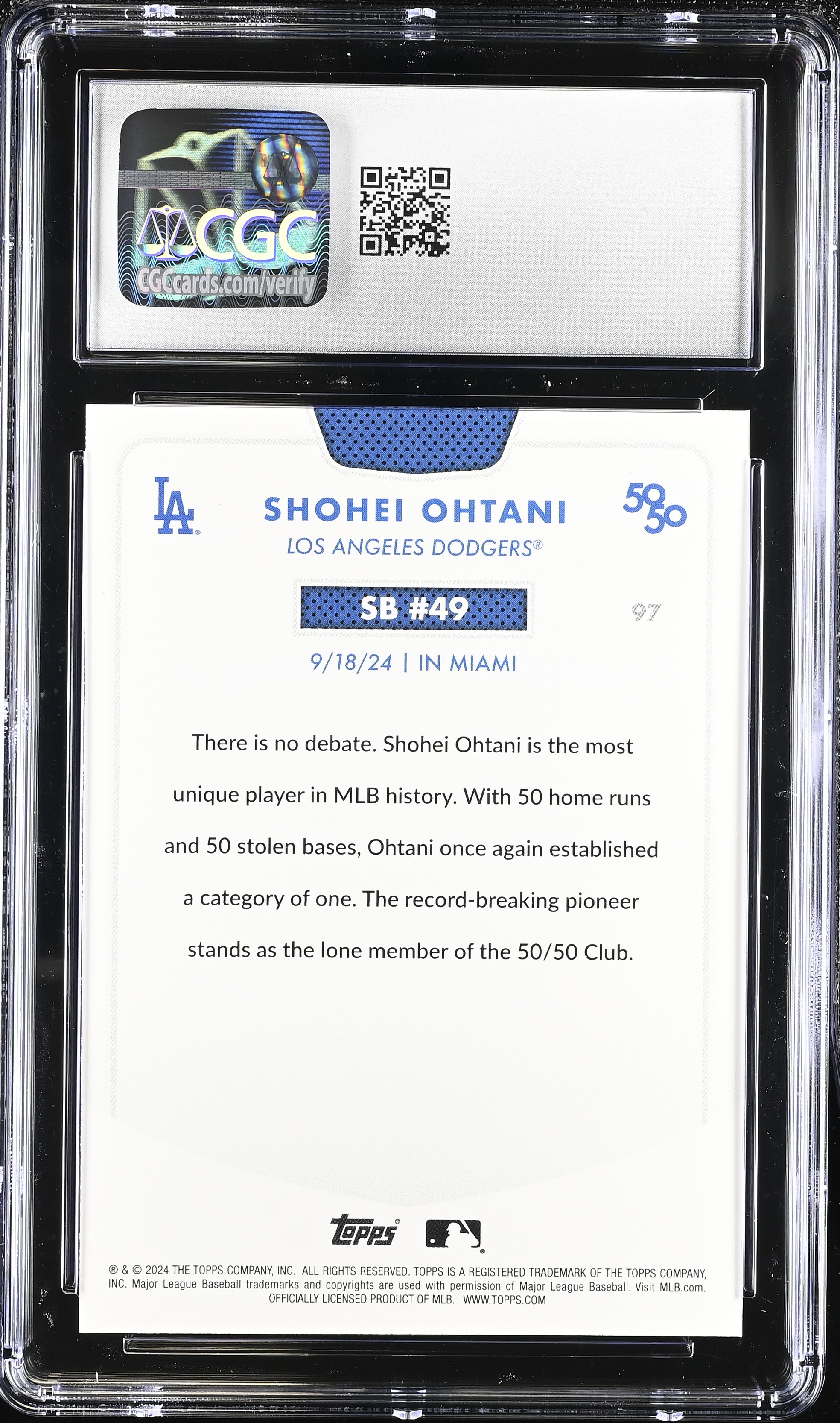 Shohei Ohtani 2024 Topps 50/50 #97 (CGC 10) at PristineAuction.com Shohei Ohtani 2024 Topps 50/50 #97 (CGC 10) at PristineAuction.com