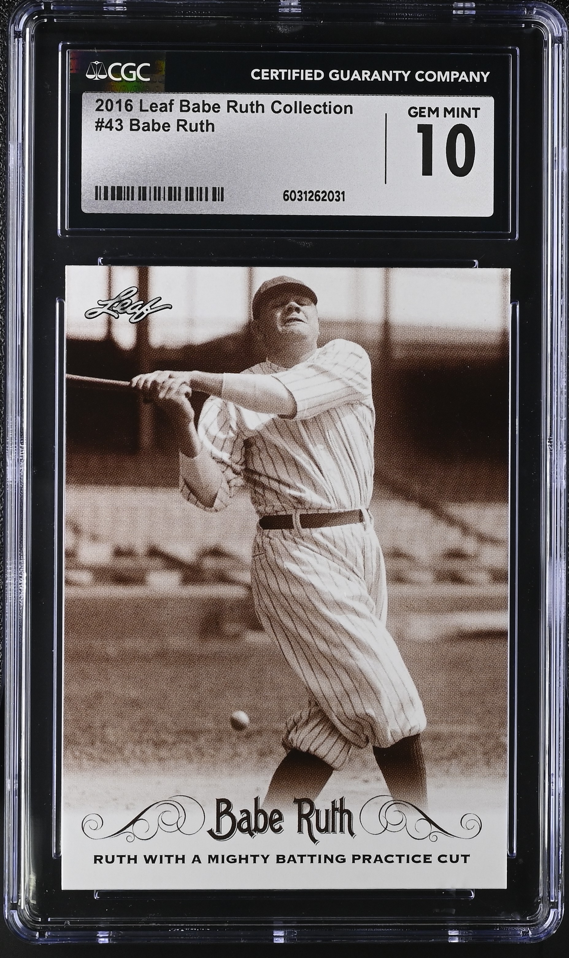 Babe Ruth 2016 Leaf Babe Ruth Collection #43 (CGC 10) at PristineAuction.com Babe Ruth 2016 Leaf Babe Ruth Collection #43 (CGC 10) at PristineAuction.com