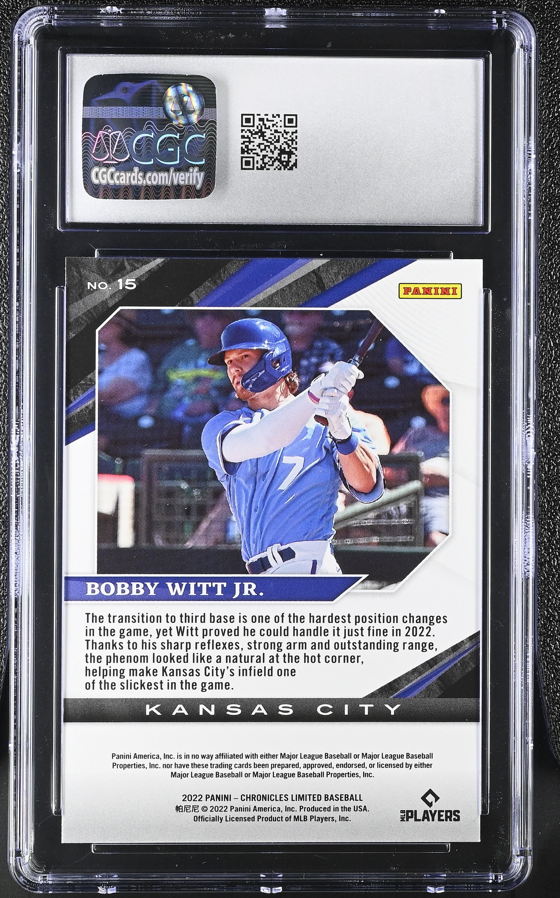 Bobby Witt Jr. 2022 Panini Chronicles Limited #15 RC (CGC 10) at PristineAuction.com Bobby Witt Jr. 2022 Panini Chronicles Limited #15 RC (CGC 10) at PristineAuction.com