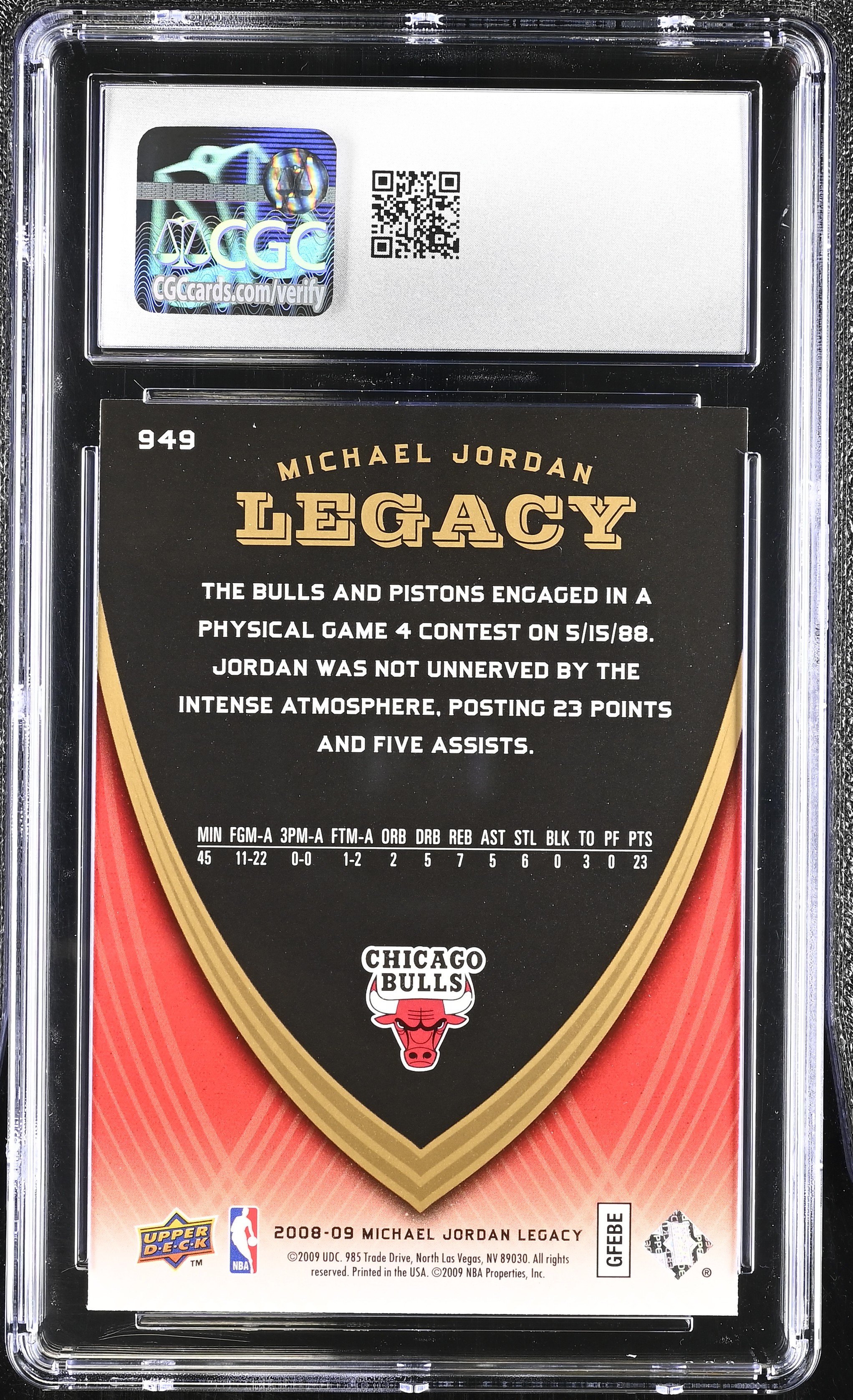 Michael Jordan 2008-09 Upper Deck Jordan Legacy #949 (CGC 9.5) at PristineAuction.com Michael Jordan 2008-09 Upper Deck Jordan Legacy #949 (CGC 9.5) at PristineAuction.com