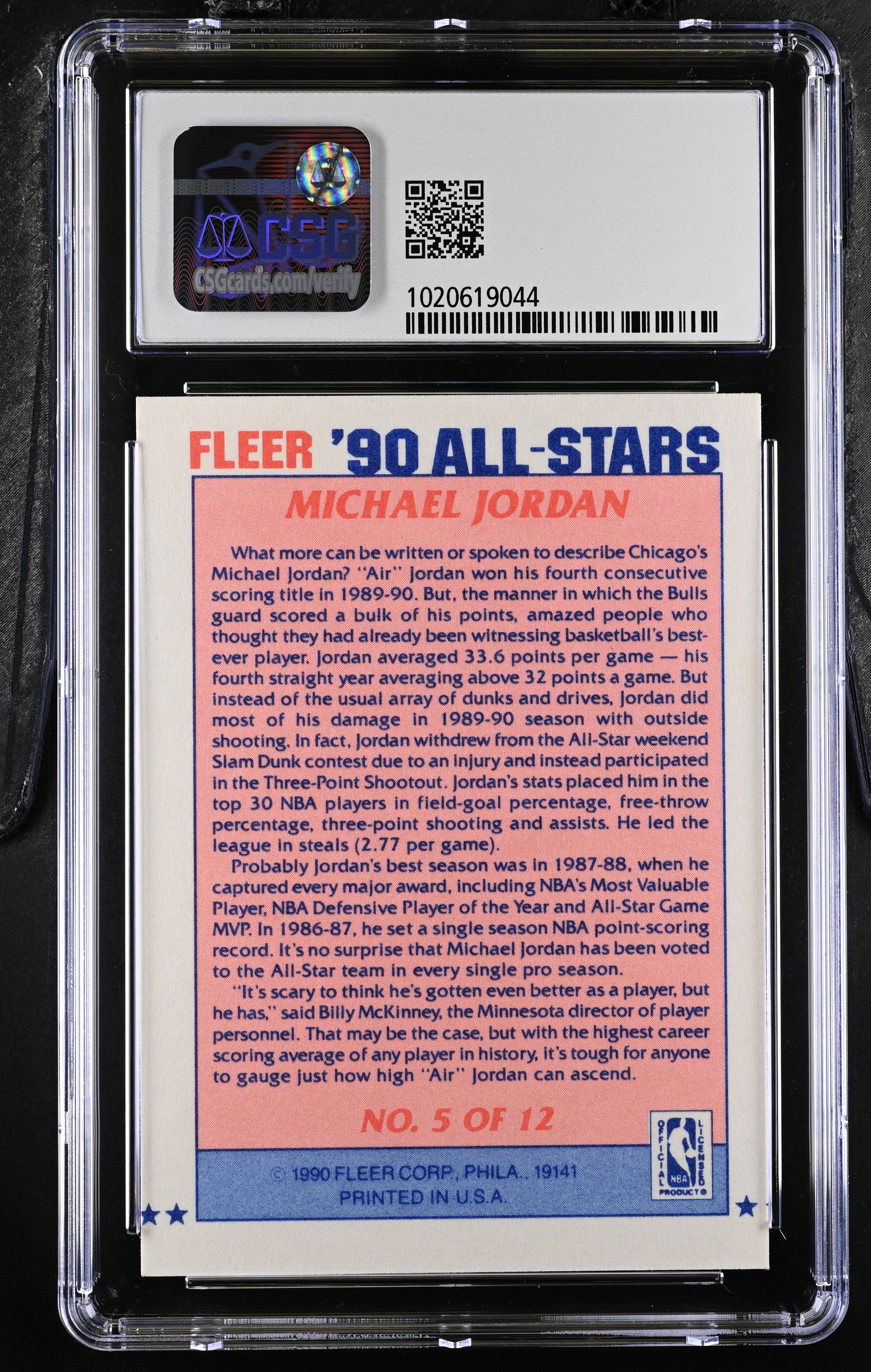 Michael Jordan 1990-91 Fleer All-Stars #5 (CSG 9) at PristineAuction.com Michael Jordan 1990-91 Fleer All-Stars #5 (CSG 9) at PristineAuction.com