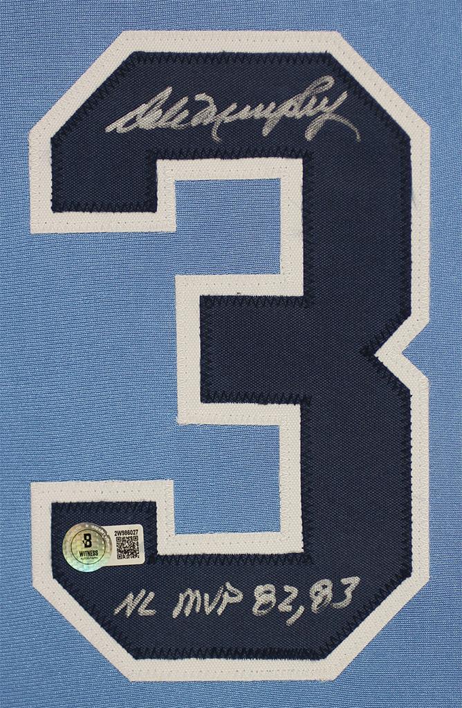 Dale Murphy Signed Custom Framed Jersey Display Inscribed "NL MVP 82, 83" (Beckett) at PristineAuction.com Dale Murphy Signed Custom Framed Jersey Display Inscribed "NL MVP 82, 83" (Beckett) at PristineAuction.com