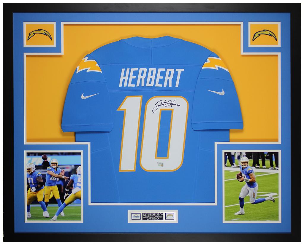 Justin Herbert Signed Chargers Custom Framed Nike Authentic Jersey Display (Fanatics) at PristineAuction.com Justin Herbert Signed Chargers Custom Framed Nike Authentic Jersey Display (Fanatics) at PristineAuction.com
