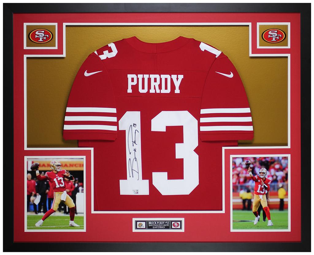 Brock Purdy Signed 49ers Custom Framed Nike Authentic Jersey Display (Fanatics) at PristineAuction.com Brock Purdy Signed 49ers Custom Framed Nike Authentic Jersey Display (Fanatics) at PristineAuction.com
