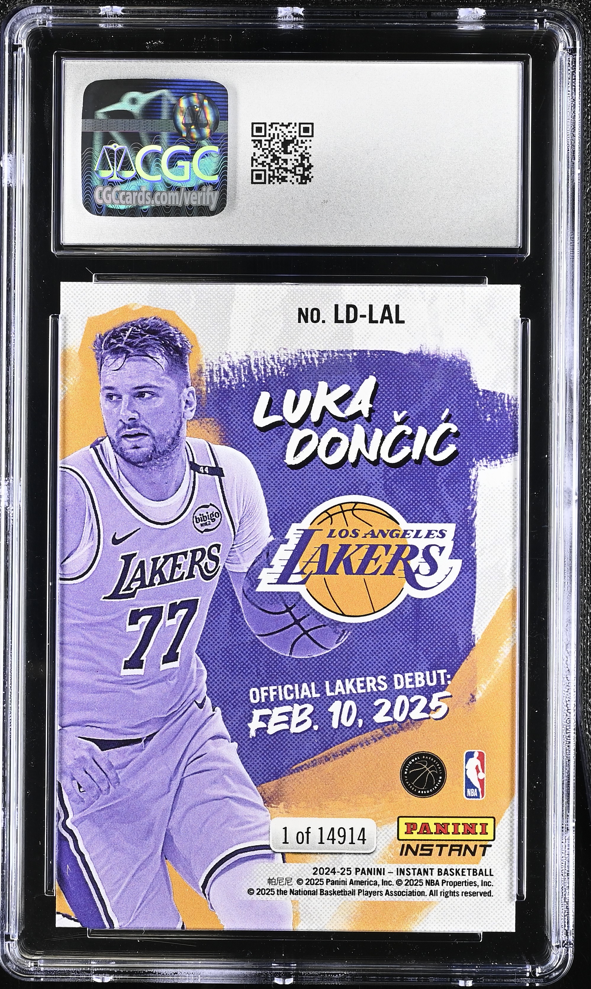 Luka Doncic 2024-25 Panini Instant Lakers Debut #LDLAL (CGC 10) at PristineAuction.com Luka Doncic 2024-25 Panini Instant Lakers Debut #LDLAL (CGC 10) at PristineAuction.com