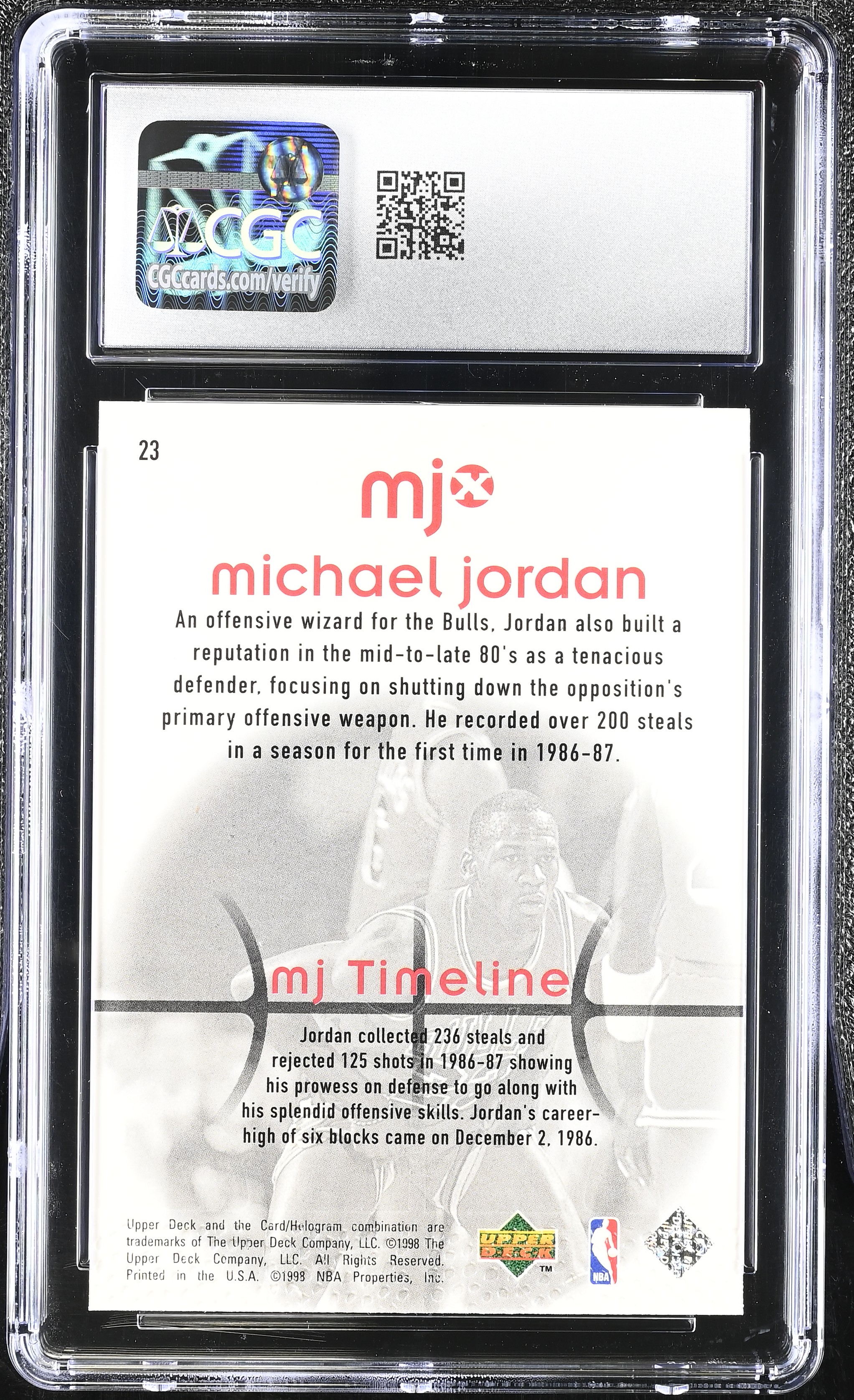 Michael Jordan 1998 Upper Deck MJx #23 (CGC 9) at PristineAuction.com Michael Jordan 1998 Upper Deck MJx #23 (CGC 9) at PristineAuction.com