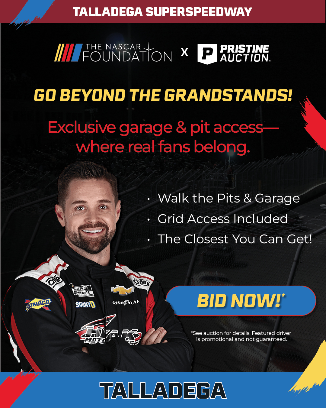 NASCAR Garage & Pit Passes for the Talladega Superspeedway Race | Talladega (April 25-26, 2026) at PristineAuction.com NASCAR Garage & Pit Passes for the Talladega Superspeedway Race | Talladega (April 25-26, 2026) at PristineAuction.com