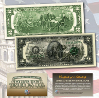 Full Back to Face Offset Colorized Printing Error Overprint $2 Genuine US Bill at PristineAuction.com