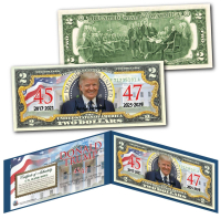 President Donald Trump "45/47" Historic Genuine Legal Tender $2 US Bill at PristineAuction.com
