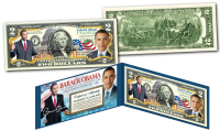President Barack Obama Genuine Legal Tender Colorized US $2 Bill at PristineAuction.com