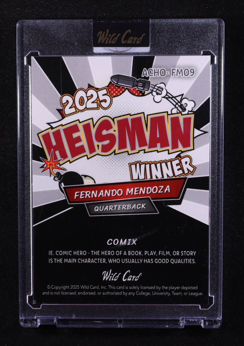 Fernando Mendoza 2025 Wild Card Comix Heisman Lava #FM09 #1/4 RC at PristineAuction.com Fernando Mendoza 2025 Wild Card Comix Heisman Lava #FM09 #1/4 RC at PristineAuction.com