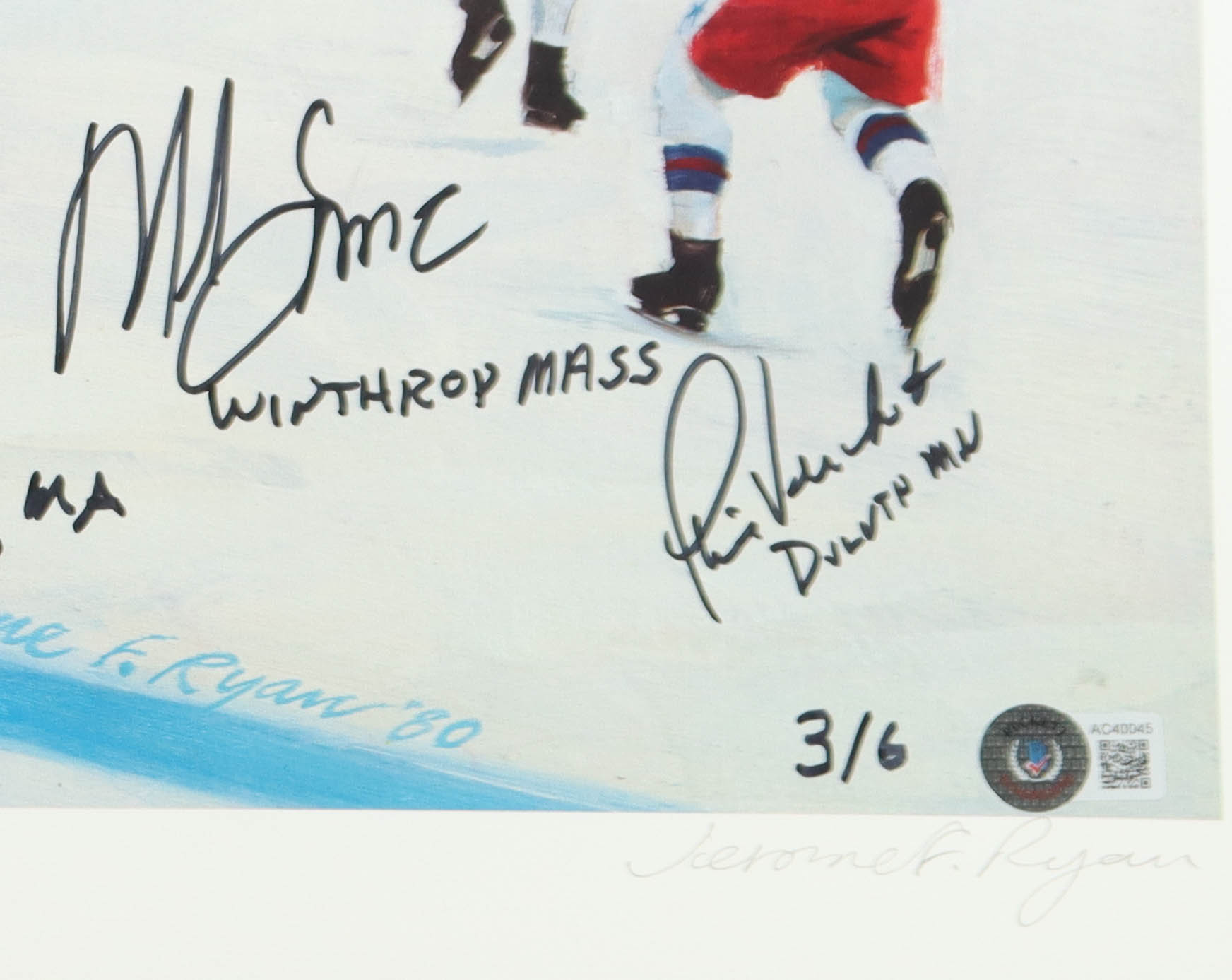 Herb Brooks, Mike Eruzione, Jim Craig | 1980 Team USA LE "Miracle on Ice" Custom Framed Lithograph Team-Signed & Inscribed by (20) (Beckett) at PristineAuction.com Herb Brooks, Mike Eruzione, Jim Craig | 1980 Team USA LE "Miracle on Ice" Custom Framed Lithograph Team-Signed & Inscribed by (20) (Beckett) at PristineAuction.com