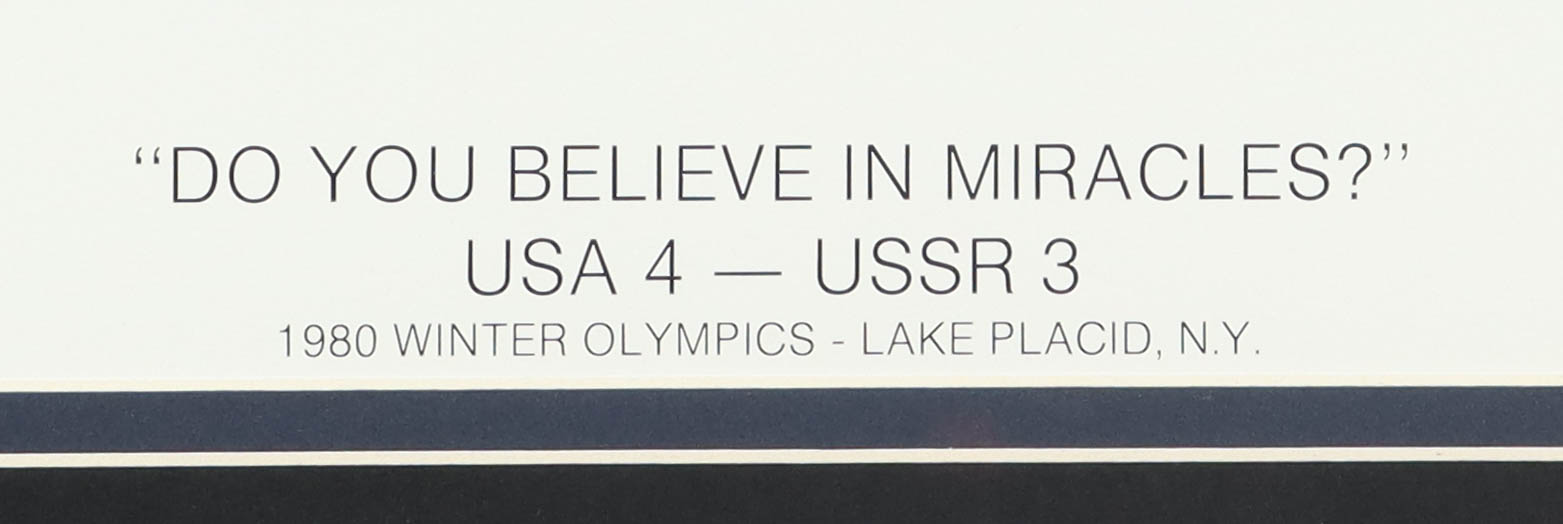 Herb Brooks, Mike Eruzione, Jim Craig | 1980 Team USA LE "Miracle on Ice" Custom Framed Lithograph Team-Signed & Inscribed by (20) (Beckett) at PristineAuction.com Herb Brooks, Mike Eruzione, Jim Craig | 1980 Team USA LE "Miracle on Ice" Custom Framed Lithograph Team-Signed & Inscribed by (20) (Beckett) at PristineAuction.com