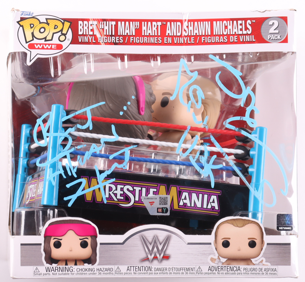 Bret "Hit Man" Hart & Shawn Michaels Signed WWE 2-Pack Funko Pop! Vinyl Figure (Fanatics) at PristineAuction.com Bret "Hit Man" Hart & Shawn Michaels Signed WWE 2-Pack Funko Pop! Vinyl Figure (Fanatics) at PristineAuction.com