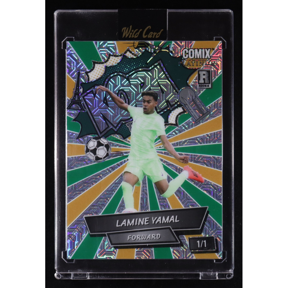 Lamine Yamal 2024 Wild Card Comix Platinum Kopa Green Yellow Mojo #ACKA-LY09 RC #1/1 at PristineAuction.com