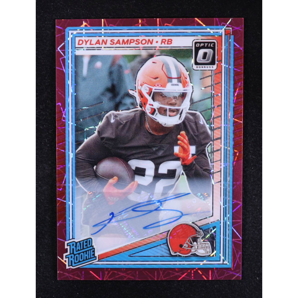 Dylan Sampson 2025 Donruss Optic Rated Rookies Autographs Pink Velocity #238 #50/75 RC at PristineAuction.com