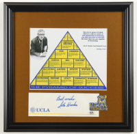 John Wooden Signed Custom Framed Cut Display Inscribed "Best Wishes" with UCLA Logo Patch (PSA) at PristineAuction.com