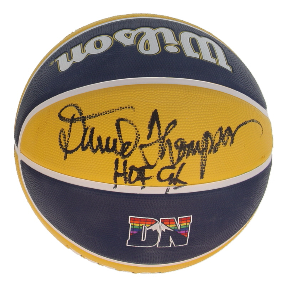 David Thompson Signed Nuggets "The City" Logo Basketball Inscribed "HOF 96" (Beckett) at PristineAuction.com