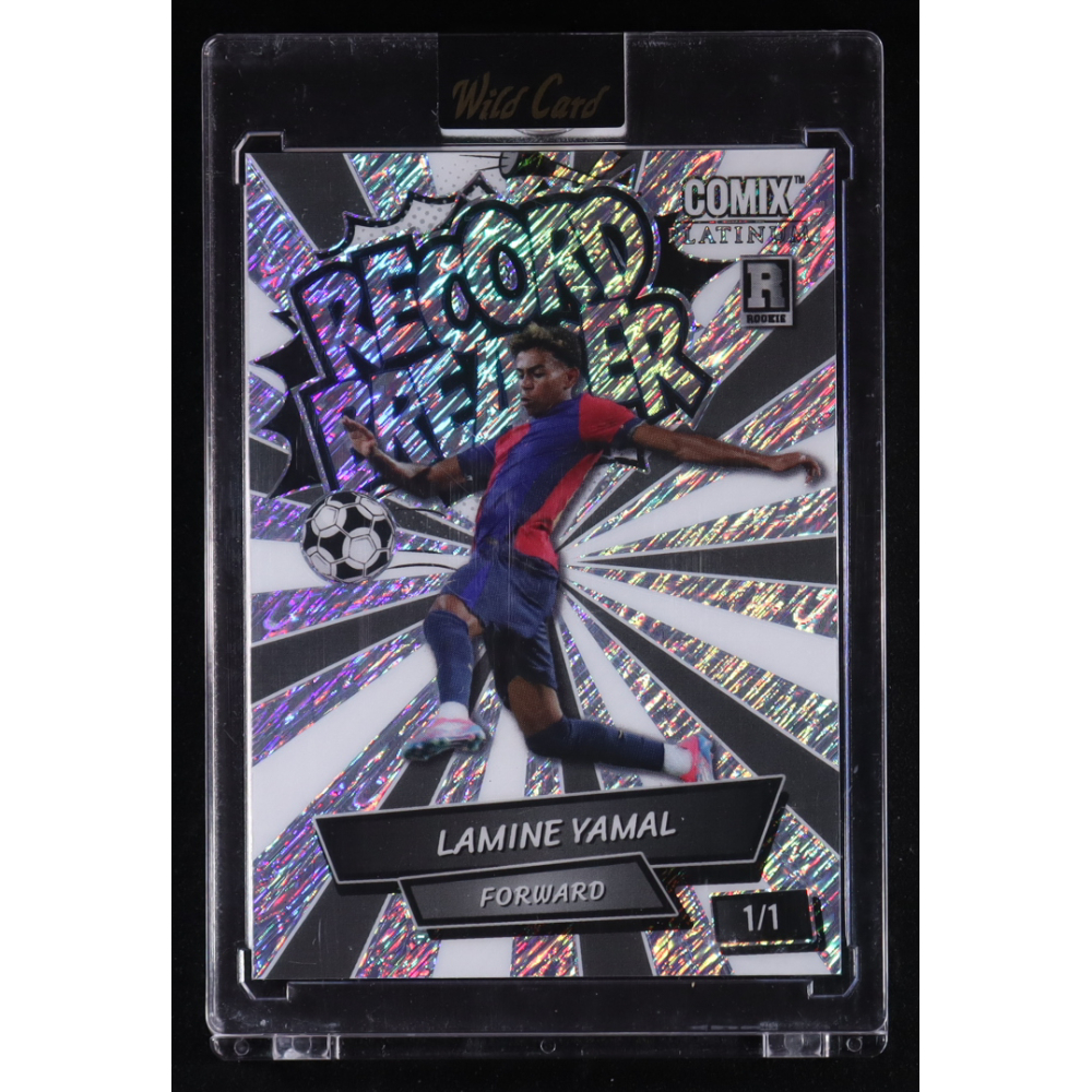 Lamine Yamal 2024 Wild Card Comix Platinum Record Breaker Grey/White Shimmer #ACRB-LY06 RC #1/1 at PristineAuction.com
