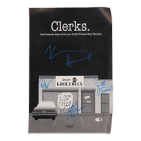 "Clerks" 12x18 Vinyl Photo Cast-Signed by (4) with Jason Mewes, Kevin Smith, Brian O'Halloran, Jeff Anderson Inscribed "Jay" & "Snootch!!" (JSA) at PristineAuction.com