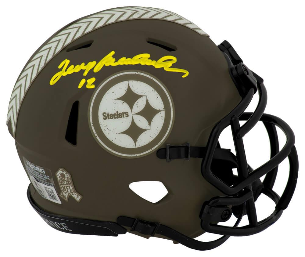 Terry Bradshaw Signed Steelers Salute to Service Alternate Speed Mini Helmet (Beckett) at PristineAuction.com Terry Bradshaw Signed Steelers Salute to Service Alternate Speed Mini Helmet (Beckett) at PristineAuction.com