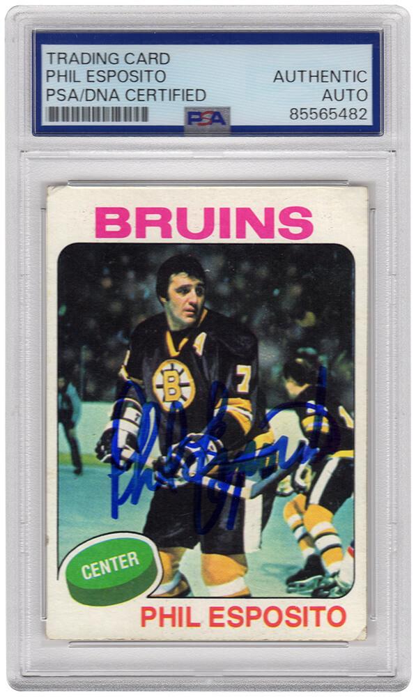 Phil Esposito Signed 1975 Topps #200 (PSA) at PristineAuction.com Phil Esposito Signed 1975 Topps #200 (PSA) at PristineAuction.com