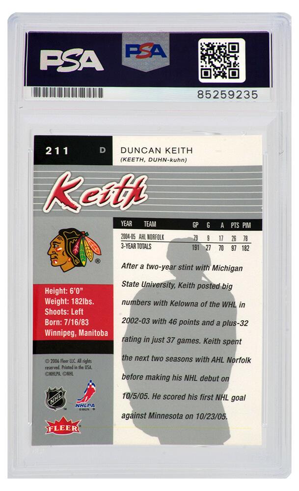 Duncan Keith Signed 2006 Fleer Ultra #211 RC (PSA) at PristineAuction.com Duncan Keith Signed 2006 Fleer Ultra #211 RC (PSA) at PristineAuction.com