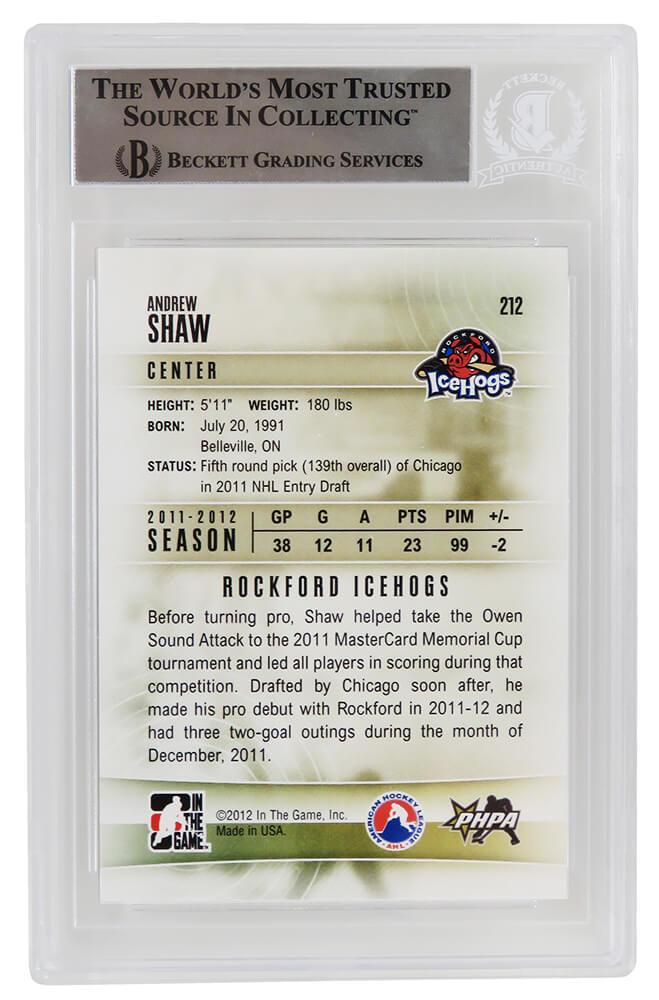 Andrew Shaw Signed 2011-12 ITG Heroes and Prospects #212 RC (BGS) at PristineAuction.com Andrew Shaw Signed 2011-12 ITG Heroes and Prospects #212 RC (BGS) at PristineAuction.com