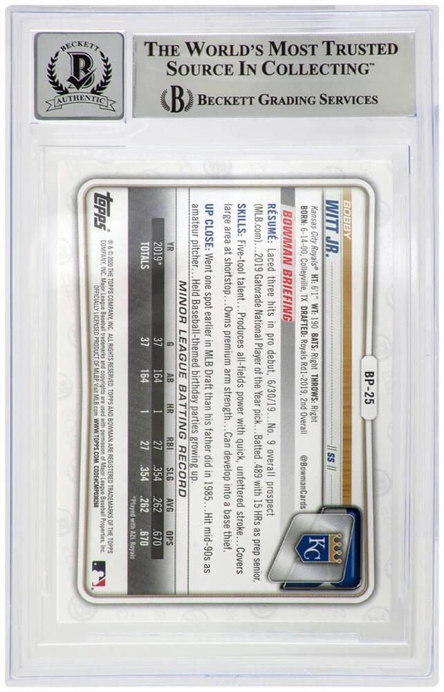 Bobby Witt Jr. Signed 2020 Bowman Prospects #BP25 RC (BGS | Auto 10) at PristineAuction.com Bobby Witt Jr. Signed 2020 Bowman Prospects #BP25 RC (BGS | Auto 10) at PristineAuction.com