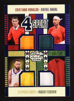 2025 Leaf Trinity 4 Sport Autographs Blue Game-Used #4S4 Cristiano Ronaldo / Rafael Nadal / Stephen Curry / Roger Federer #28/35 at PristineAuction.com