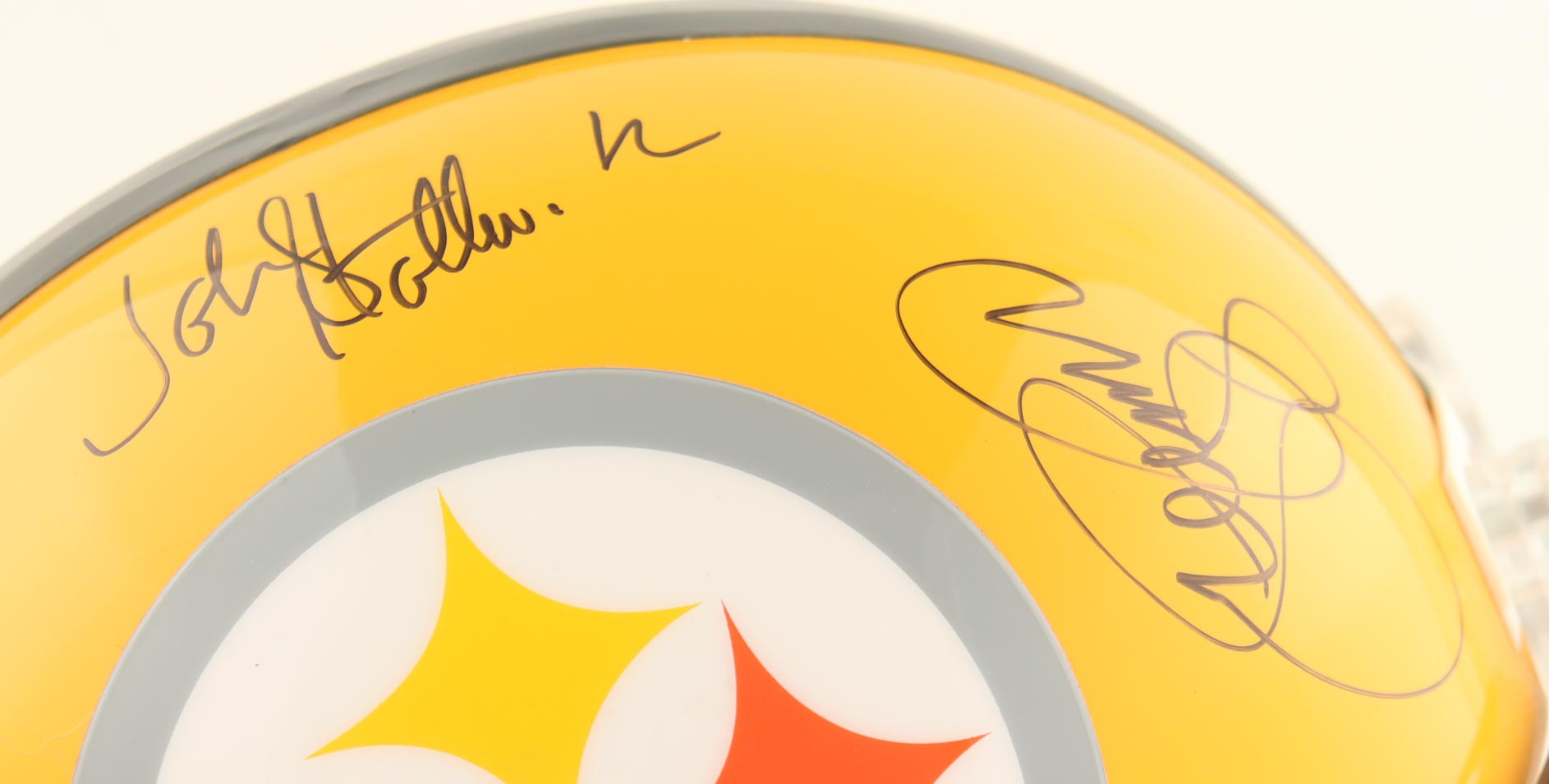 Steelers Full-Size Helmet Signed by John Stallworth, Jack Ham, L.C. Greenwood & Andy Russell Inscribed "HOF 88" (JSA) at PristineAuction.com Steelers Full-Size Helmet Signed by John Stallworth, Jack Ham, L.C. Greenwood & Andy Russell Inscribed "HOF 88" (JSA) at PristineAuction.com