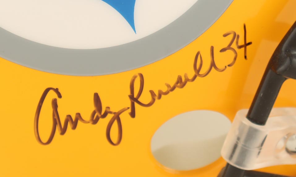 Steelers Full-Size Helmet Signed by John Stallworth, Jack Ham, L.C. Greenwood & Andy Russell Inscribed "HOF 88" (JSA) at PristineAuction.com Steelers Full-Size Helmet Signed by John Stallworth, Jack Ham, L.C. Greenwood & Andy Russell Inscribed "HOF 88" (JSA) at PristineAuction.com